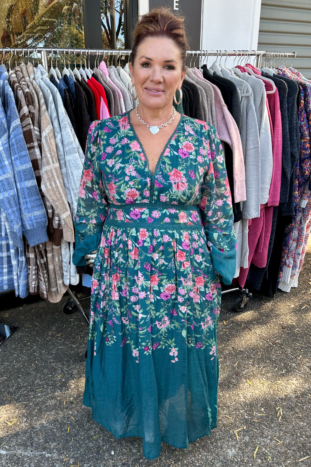Robe fleurie sarcelle