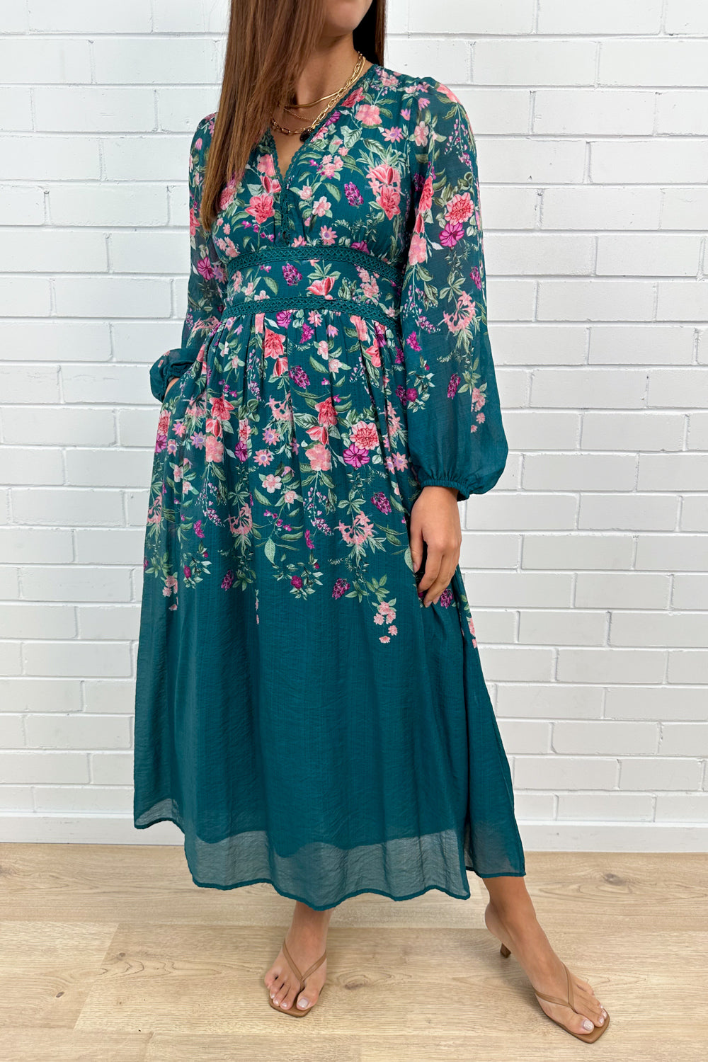 Robe fleurie sarcelle
