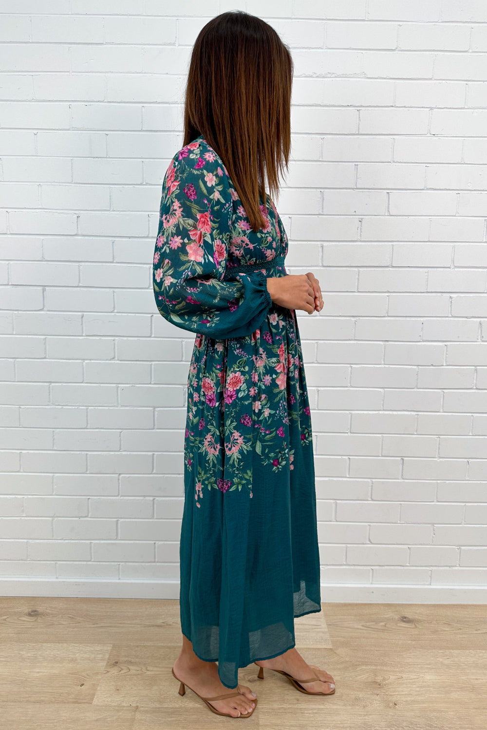 Robe fleurie sarcelle