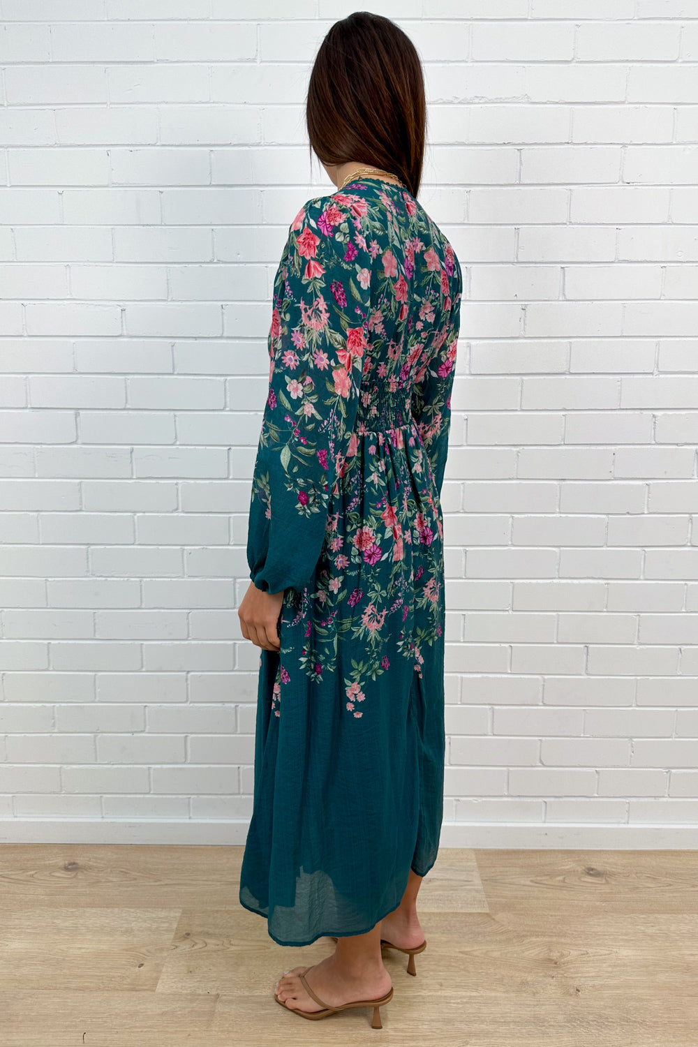 Robe fleurie sarcelle