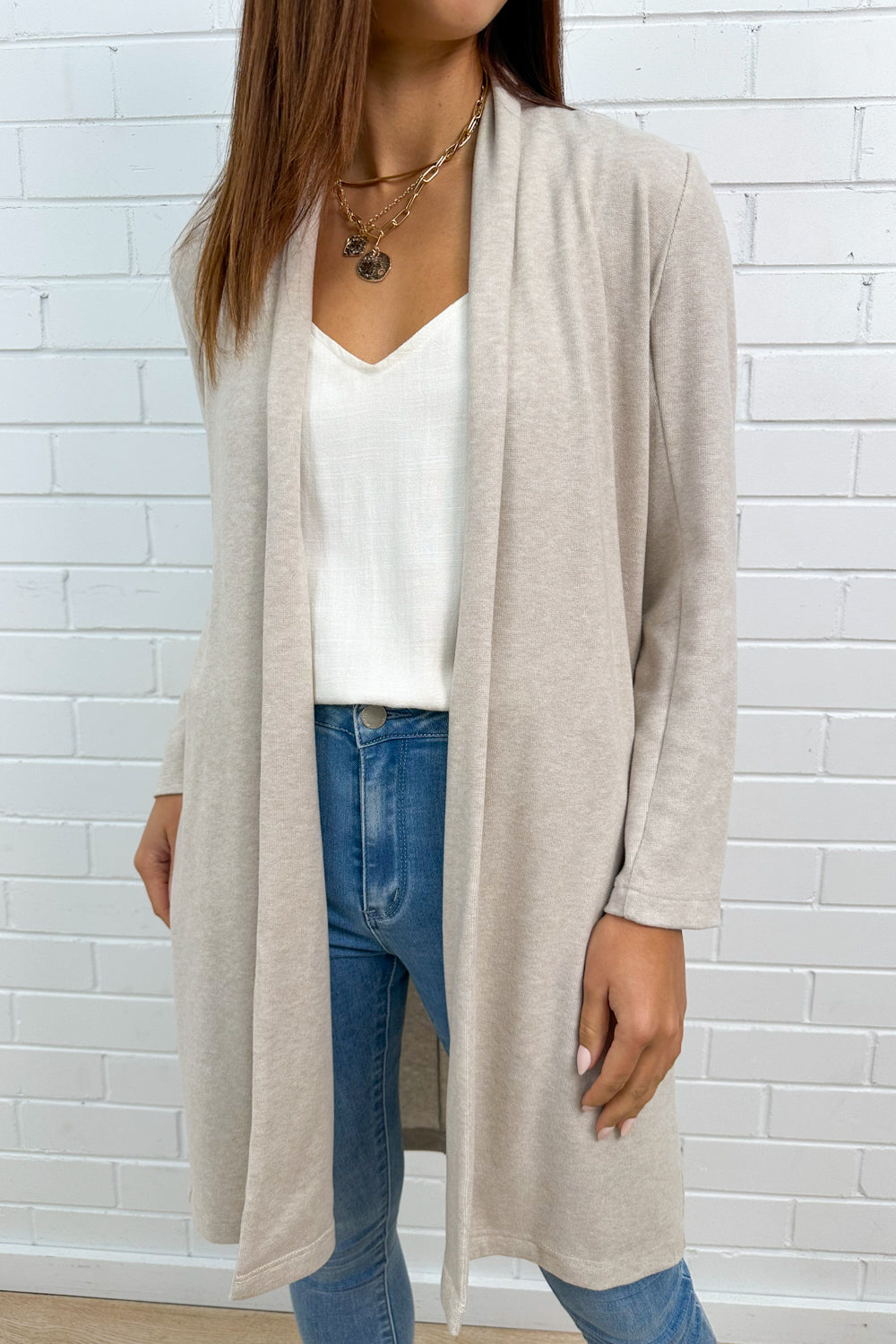 Cardigan en maille flammée avoine