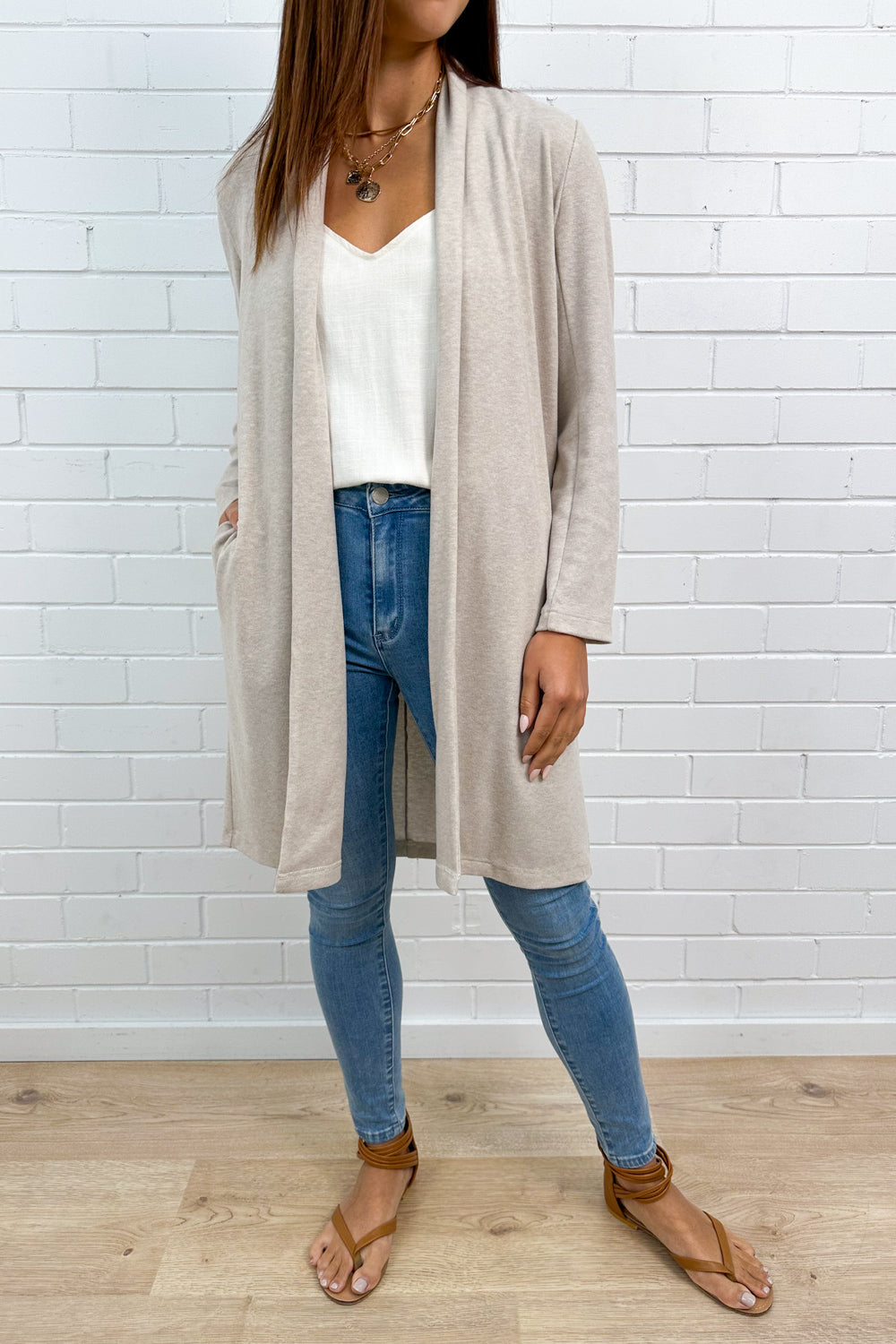 Cardigan en maille flammée avoine