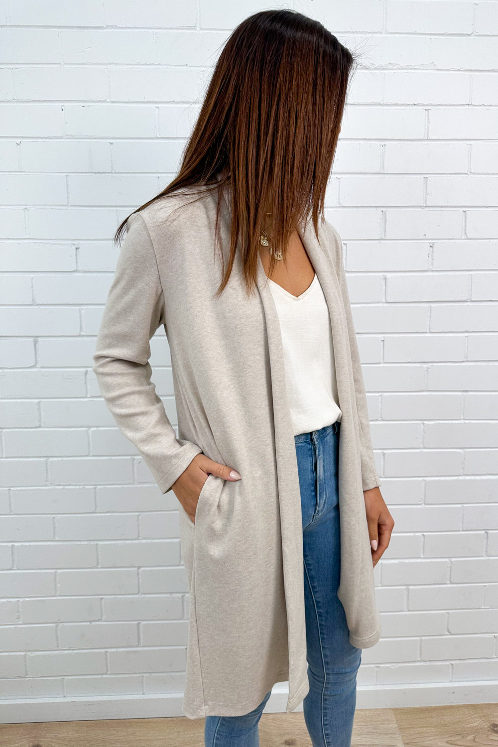 Cardigan en maille flammée avoine