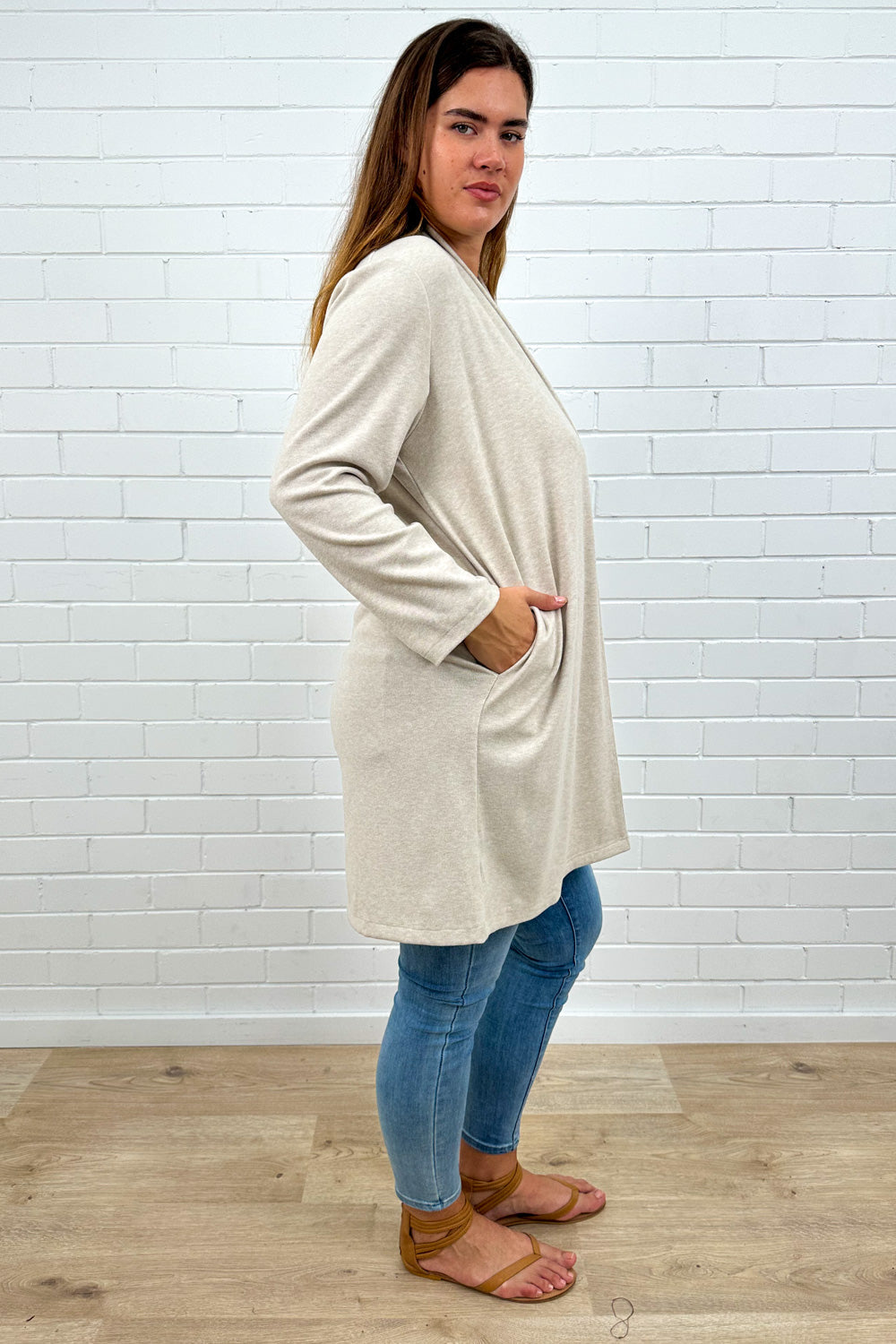 Cardigan en maille flammée avoine