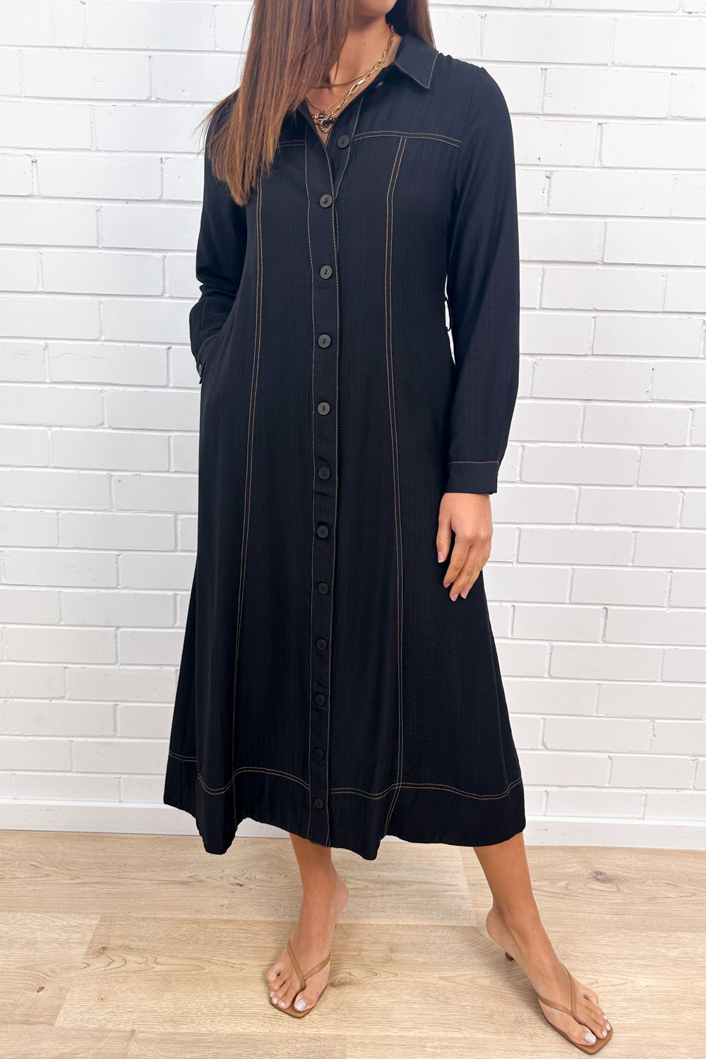Robe Contrast Stitch avec poches