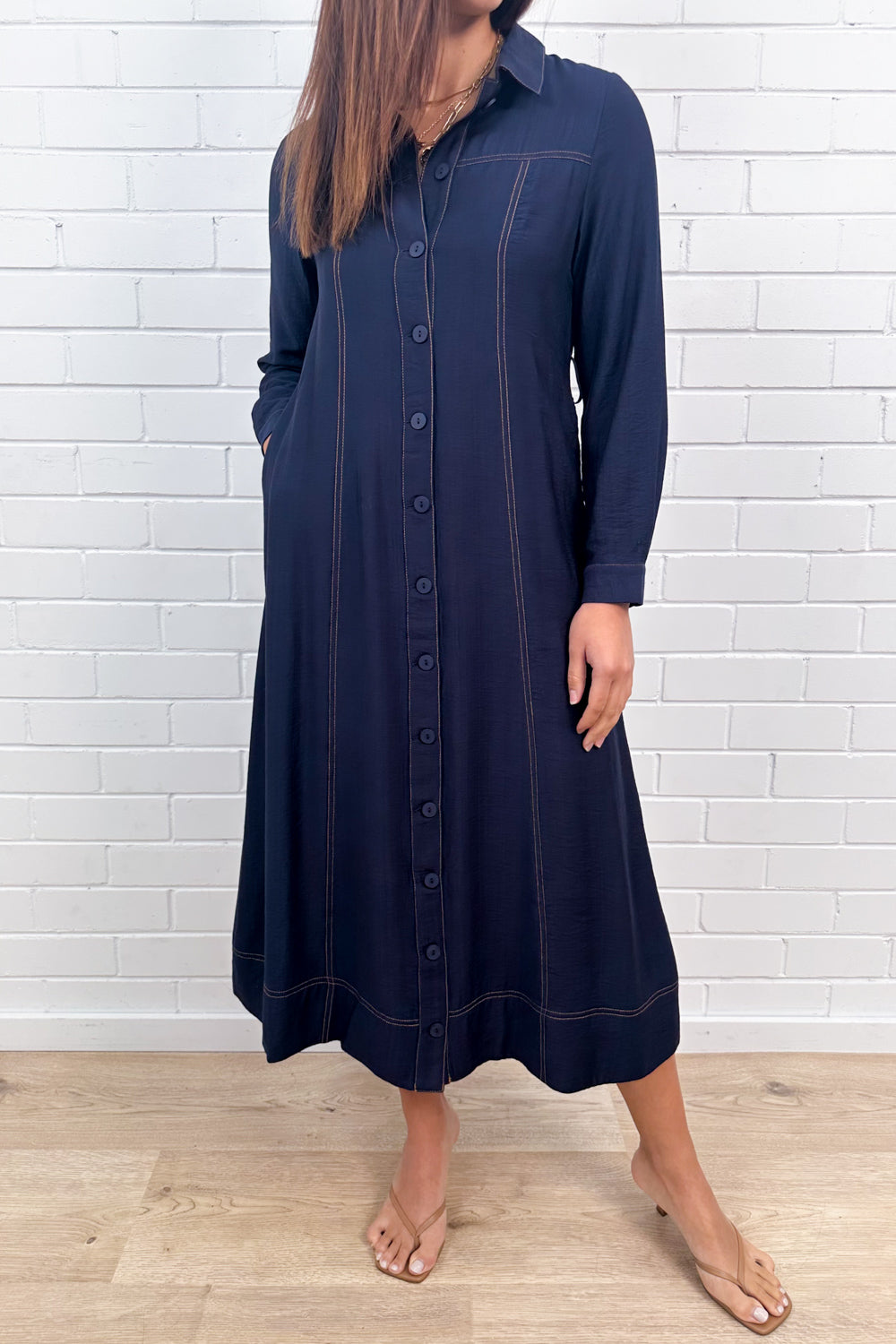 Robe Contrast Stitch avec poches