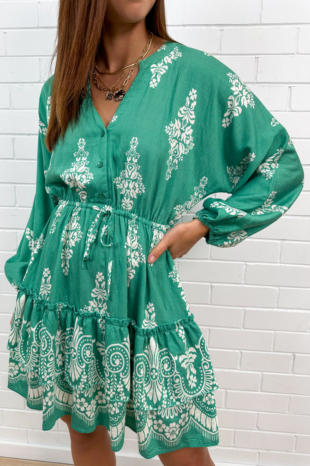 Robe Imprimée Abstraite Verte