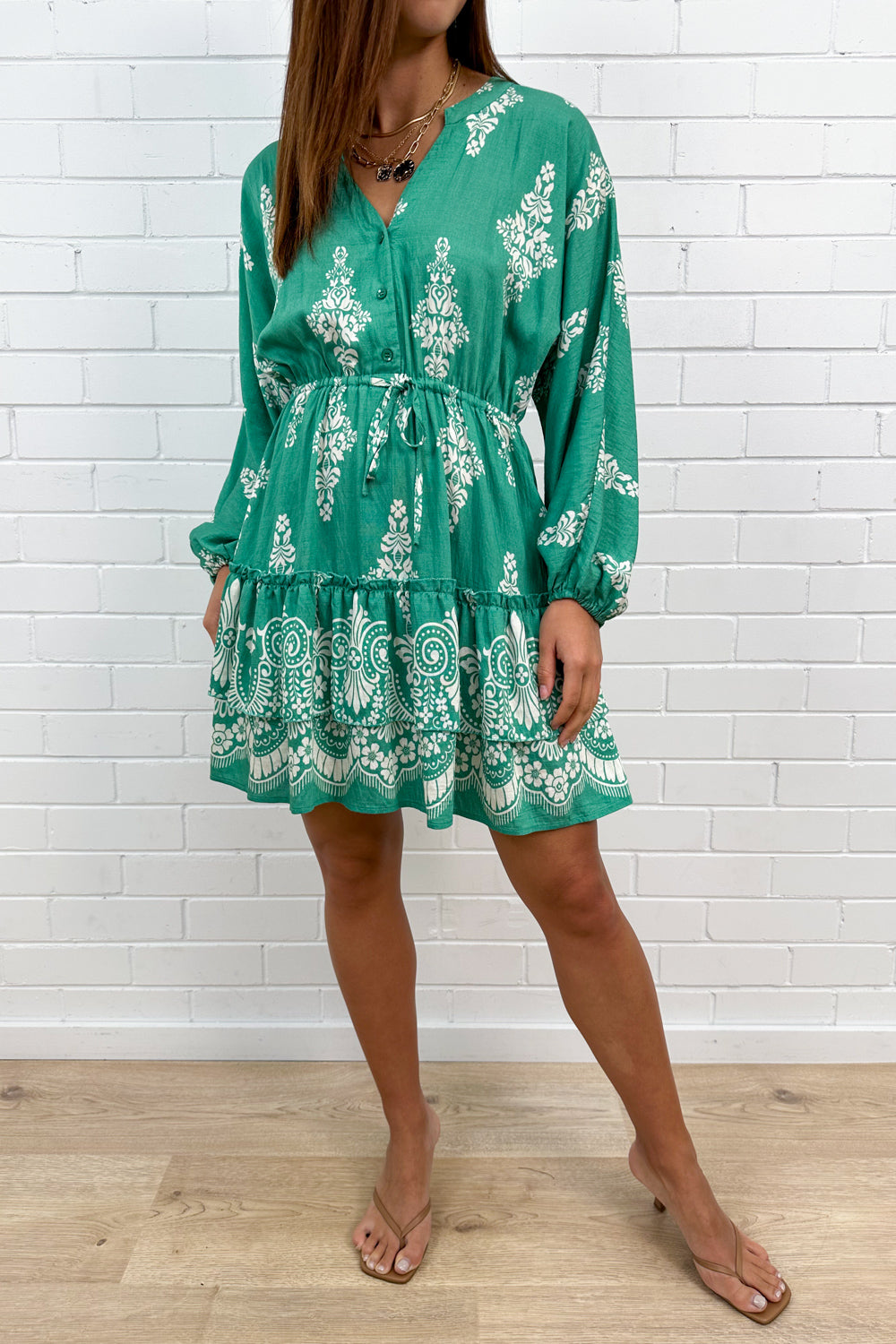 Robe Imprimée Abstraite Verte