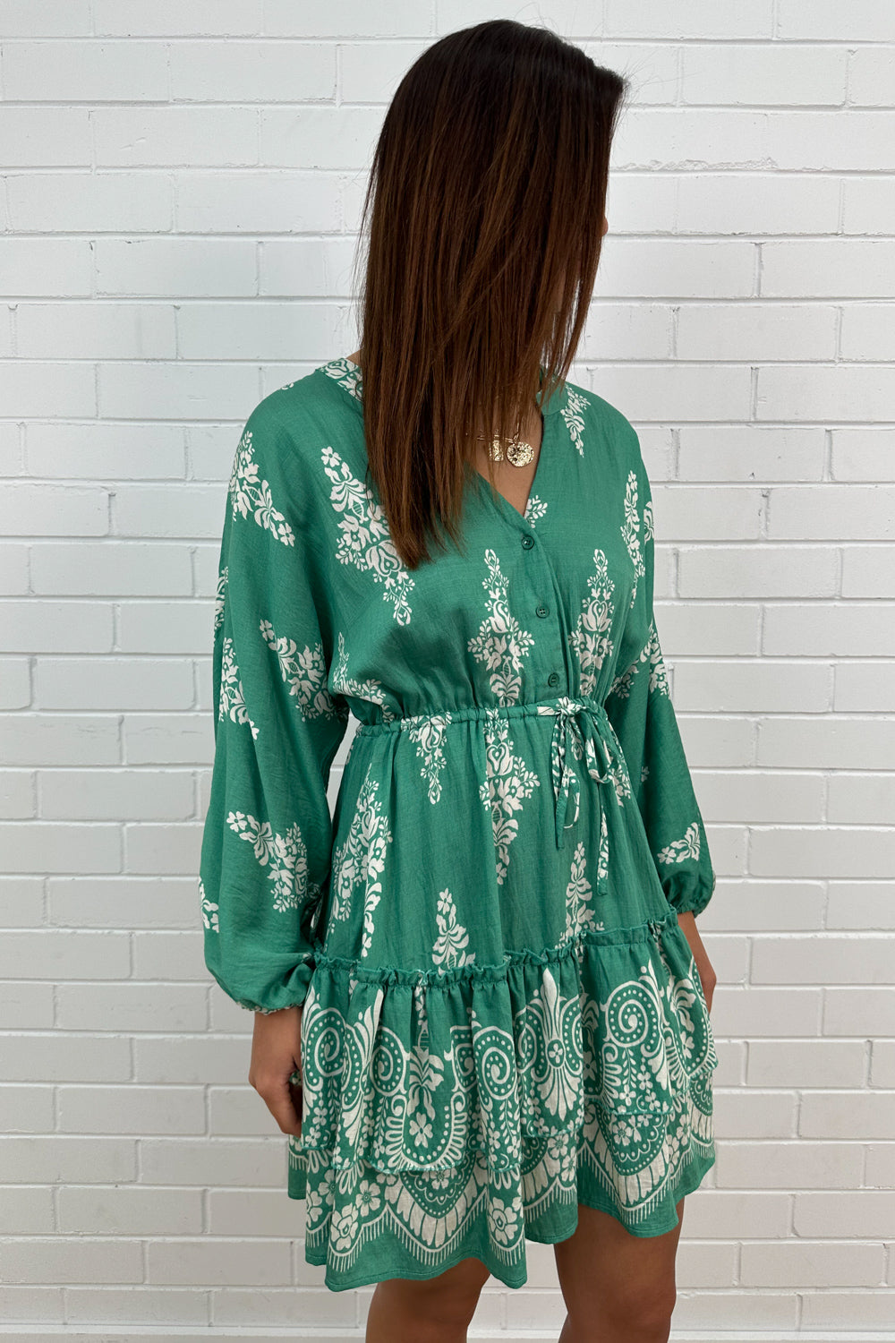 Robe Imprimée Abstraite Verte