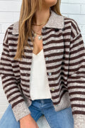 Gilet en tricot rayé latte chocolat