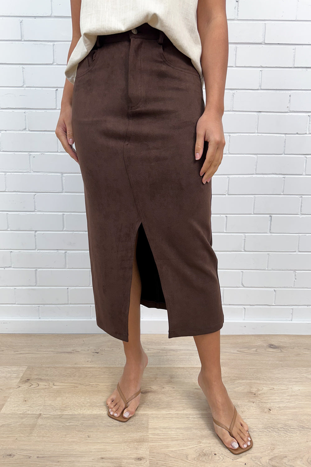 Jupe midi effet daim Pip