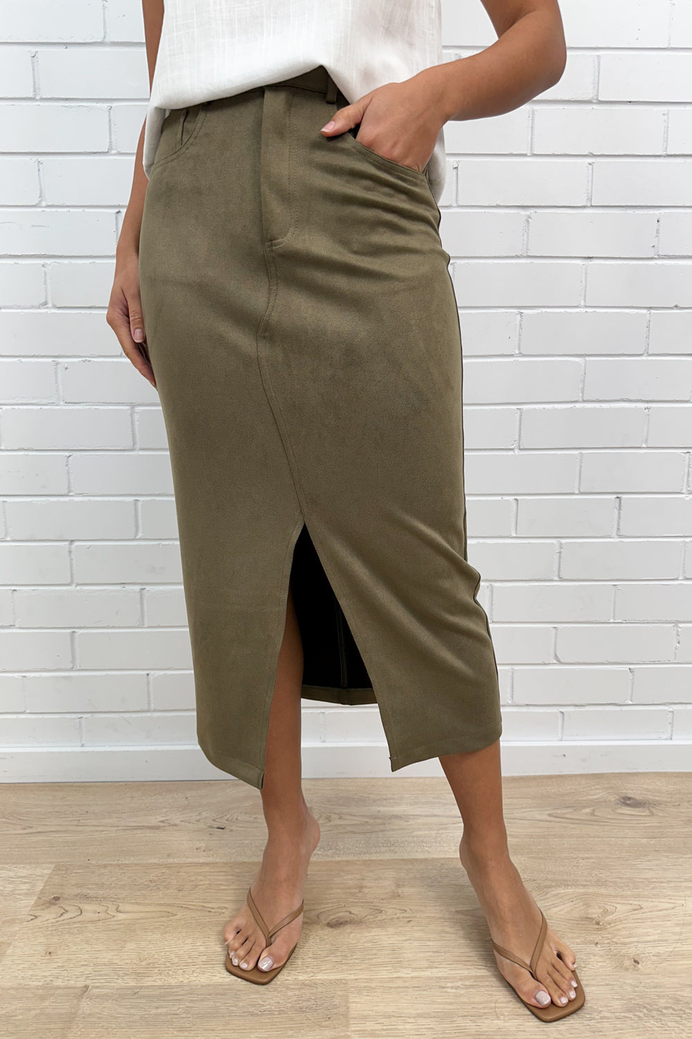 Jupe midi effet daim Pip