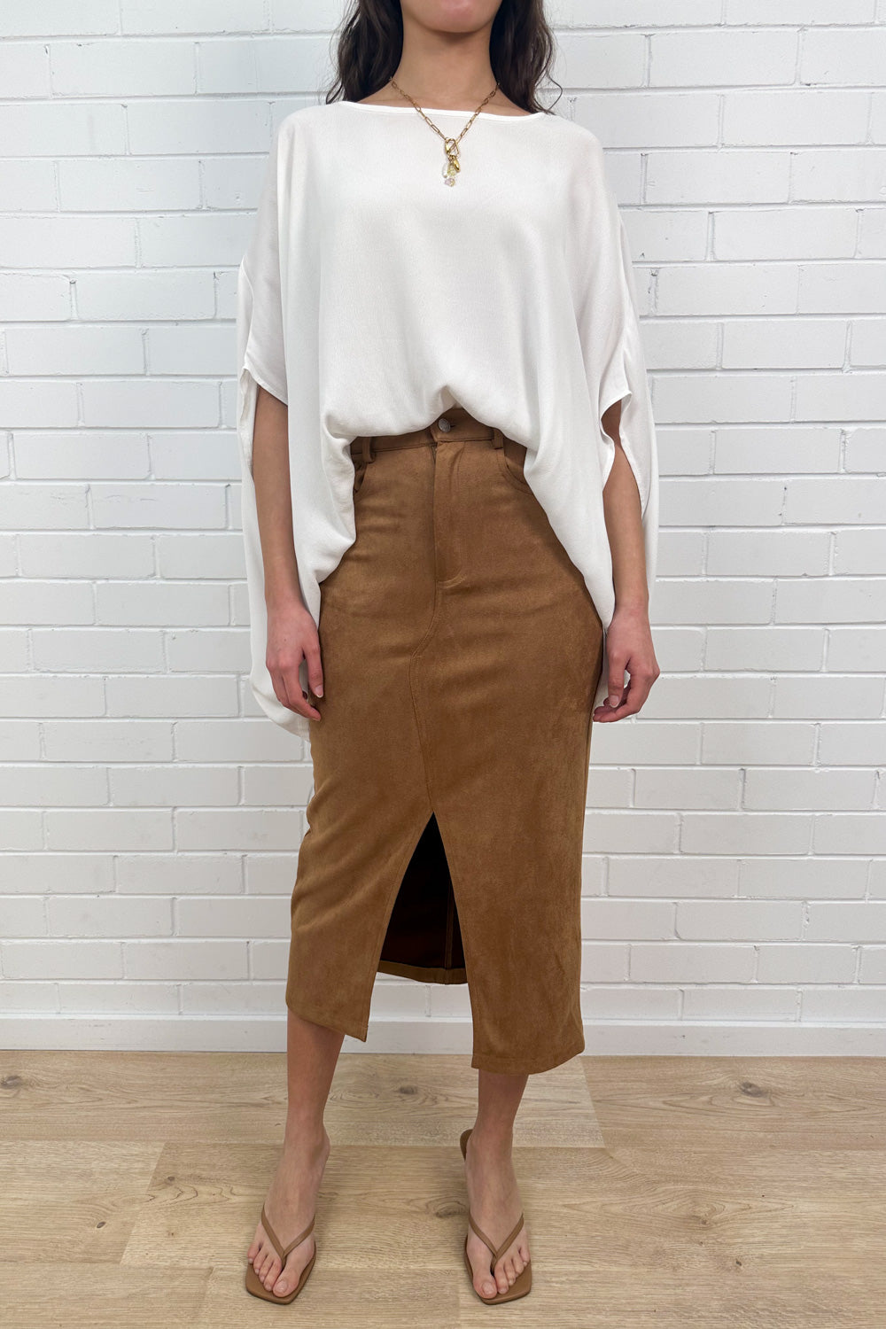 Jupe midi effet daim Pip