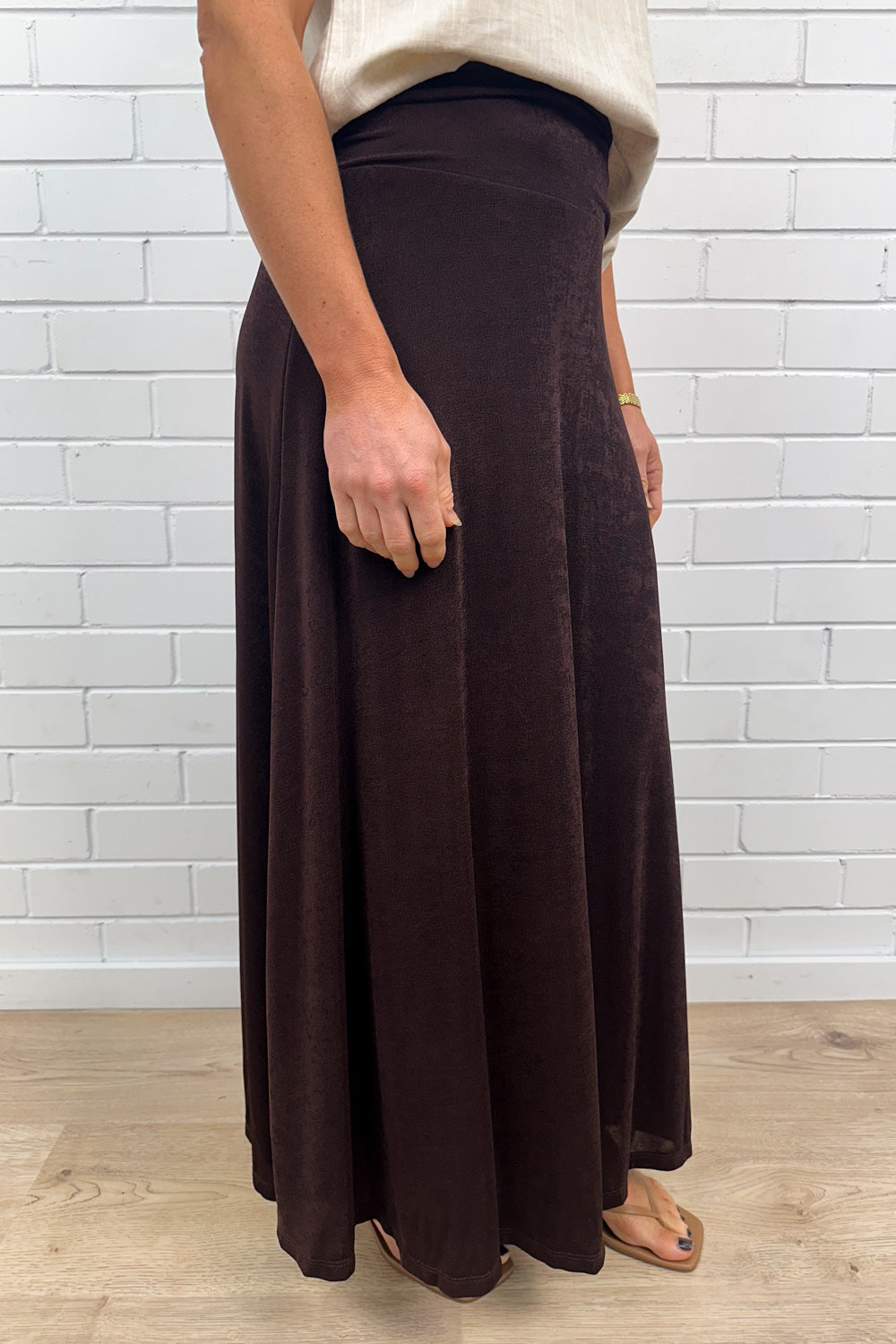 Jupe taille élastique extensible chocolat