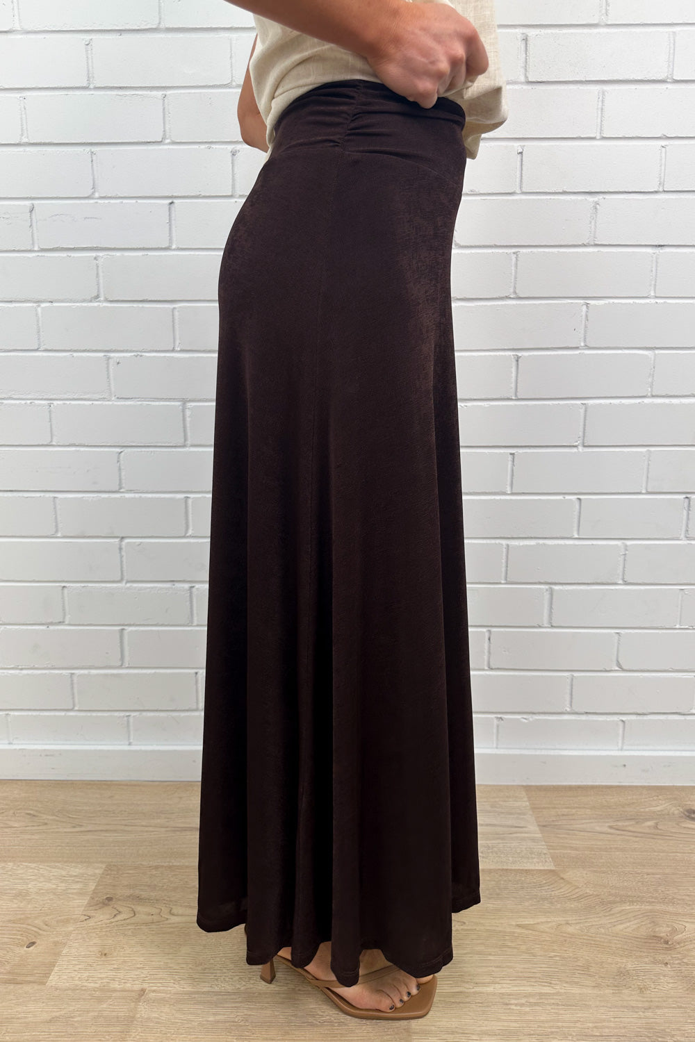 Jupe taille élastique extensible chocolat