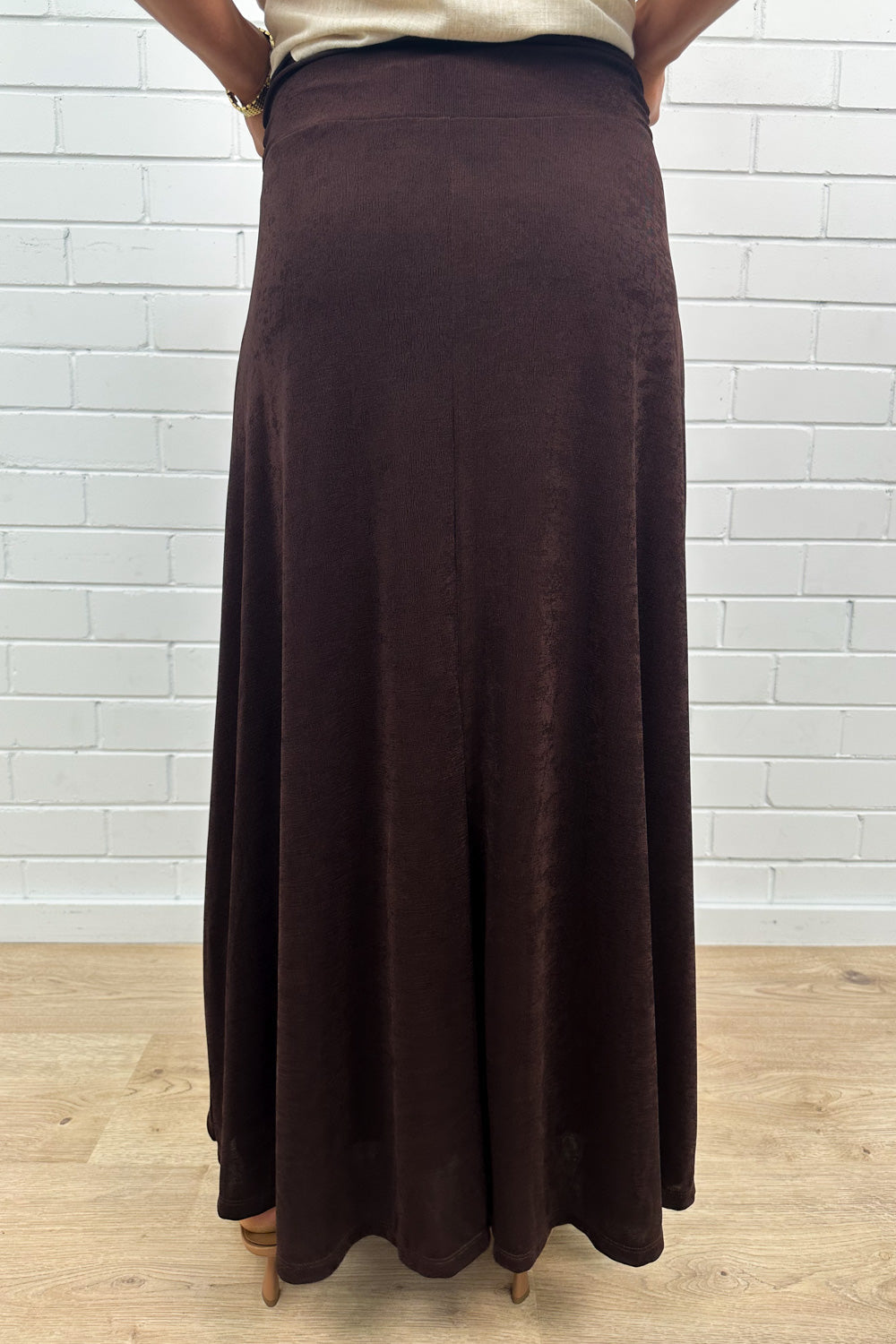 Jupe taille élastique extensible chocolat