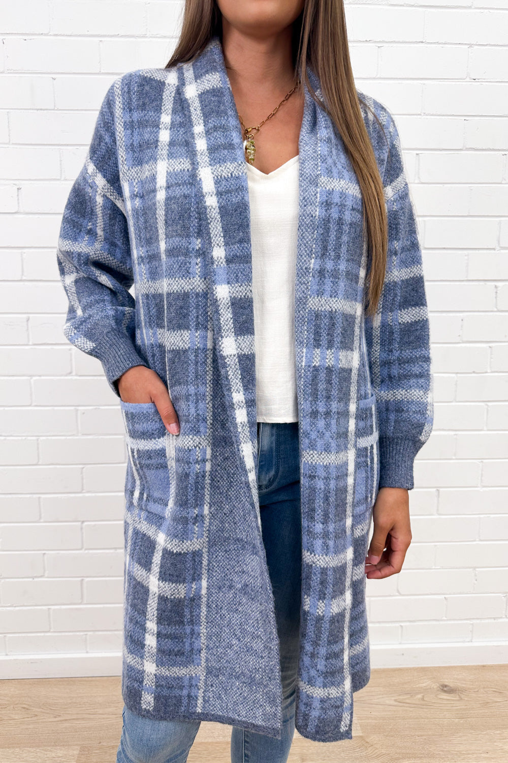 Cardigan en maille à carreaux