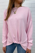 Haut en maille à détail froncé sur le devant, couleur blush
