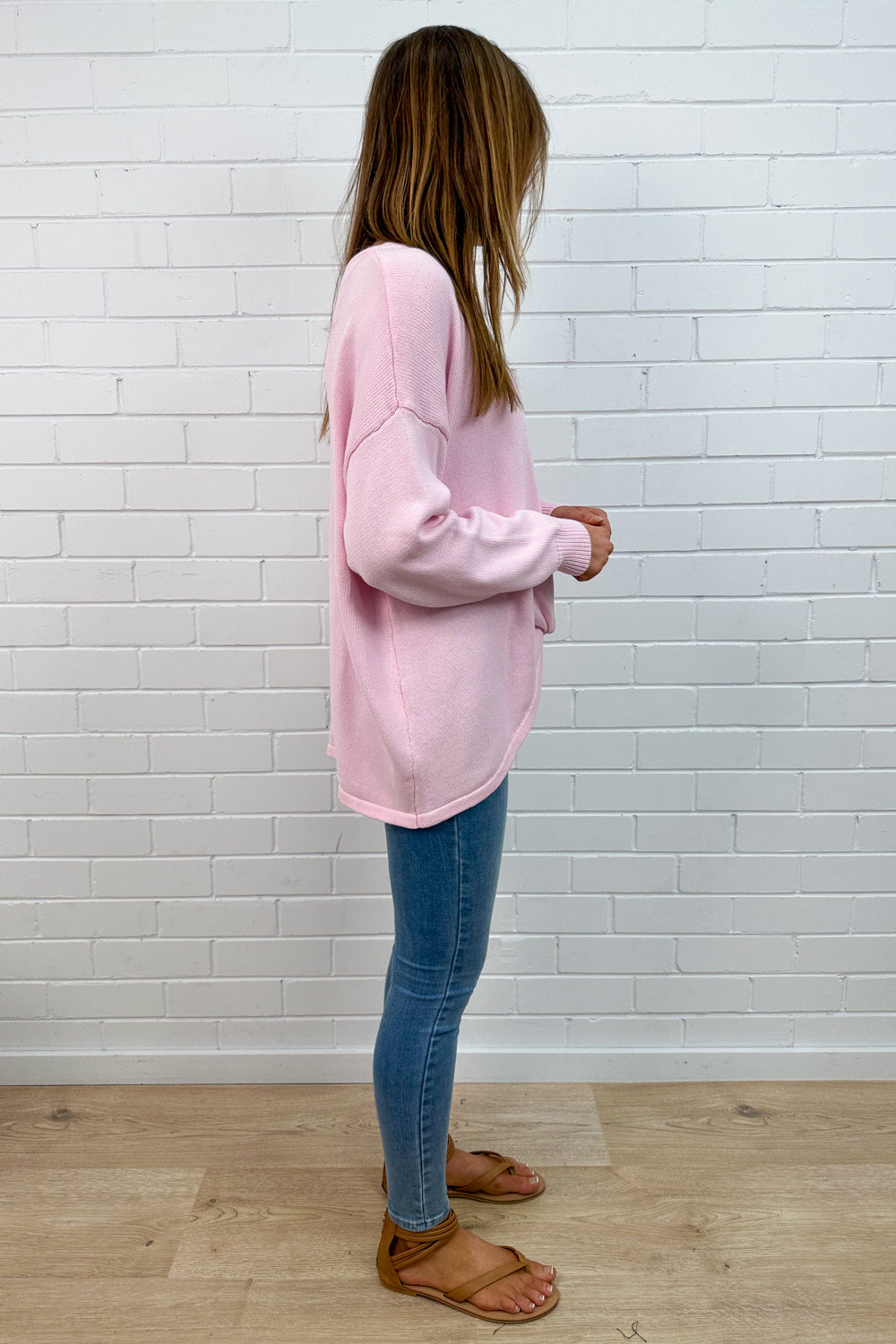 Haut en maille à détail froncé sur le devant, couleur blush