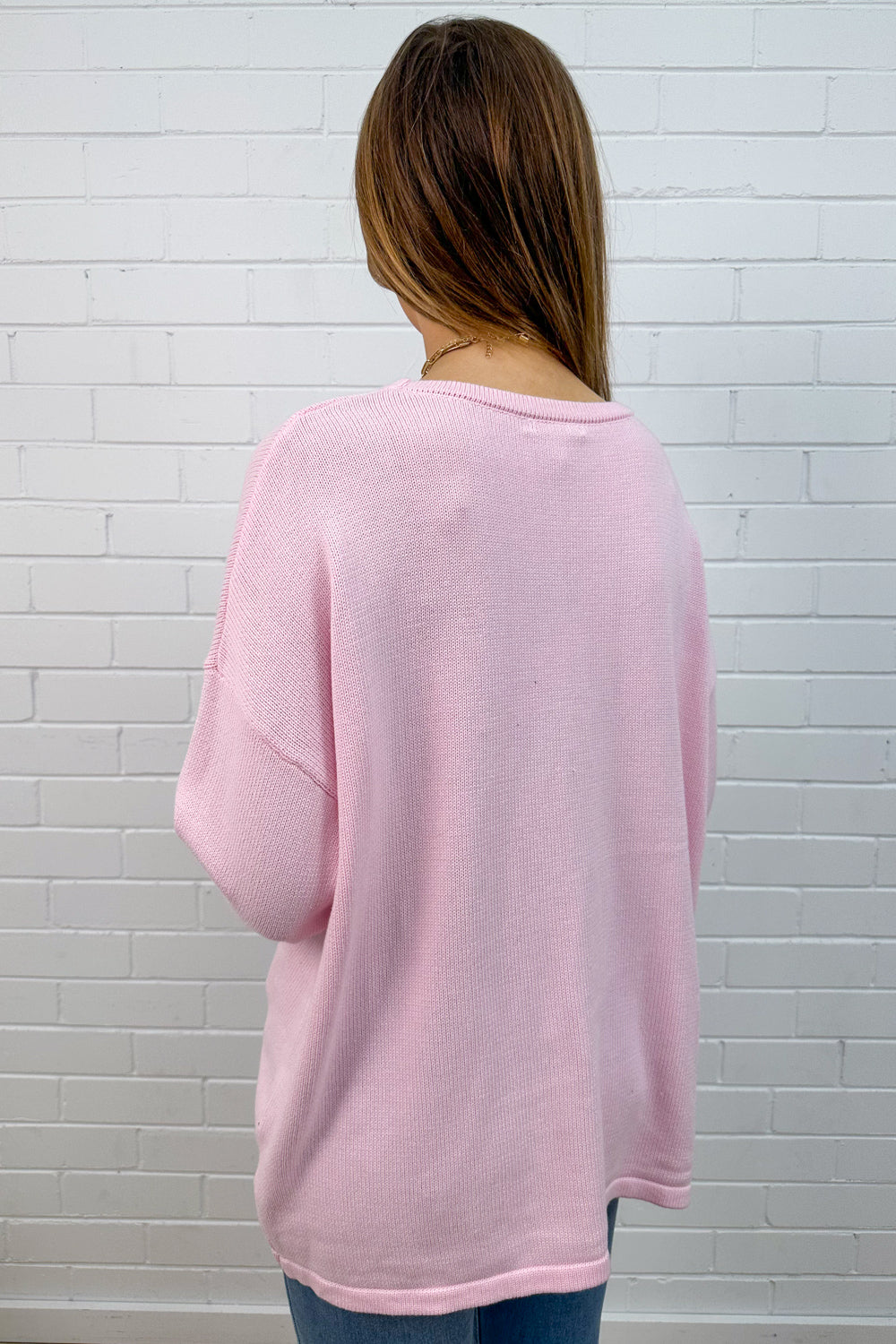 Haut en maille à détail froncé sur le devant, couleur blush