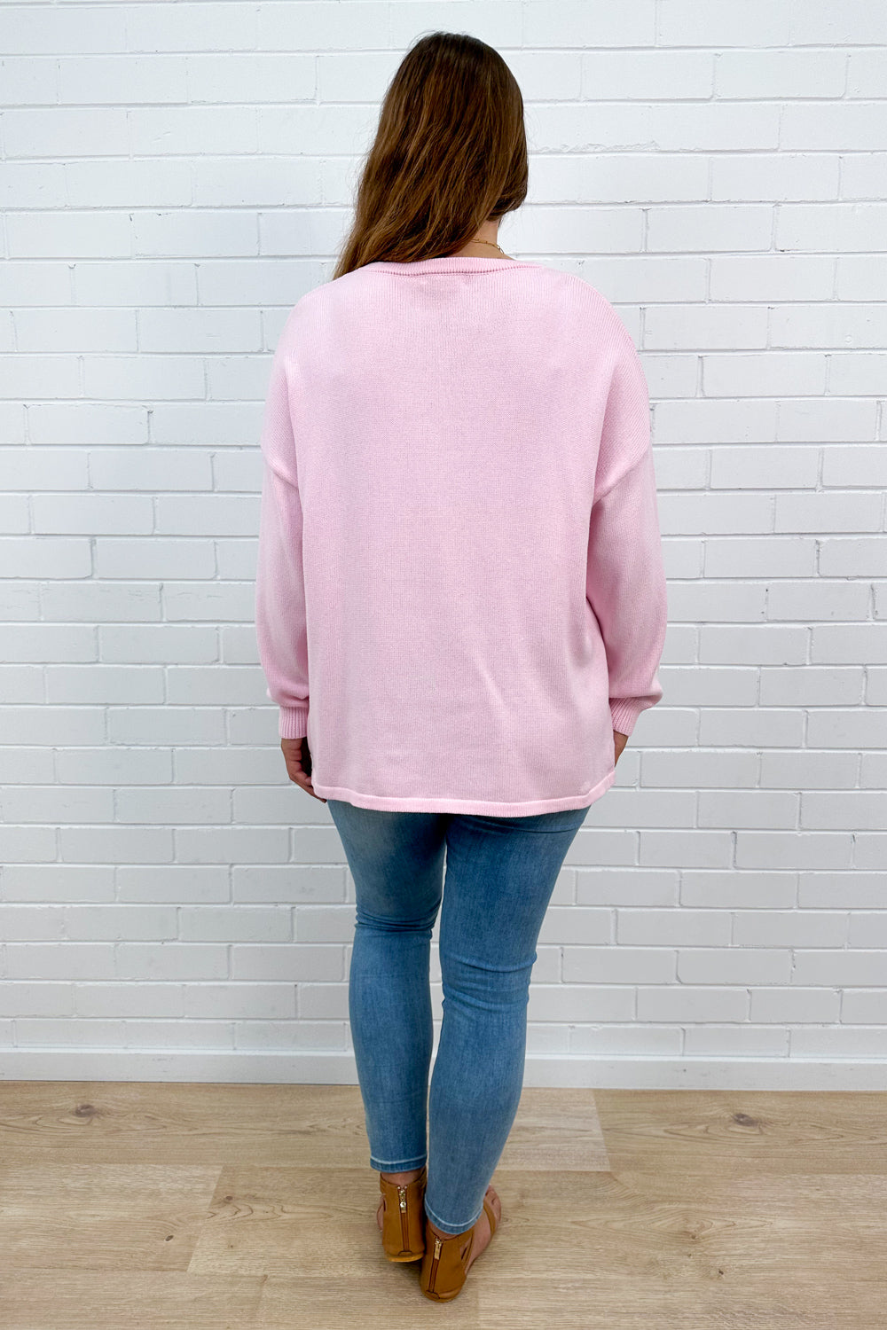 Haut en maille à détail froncé sur le devant, couleur blush