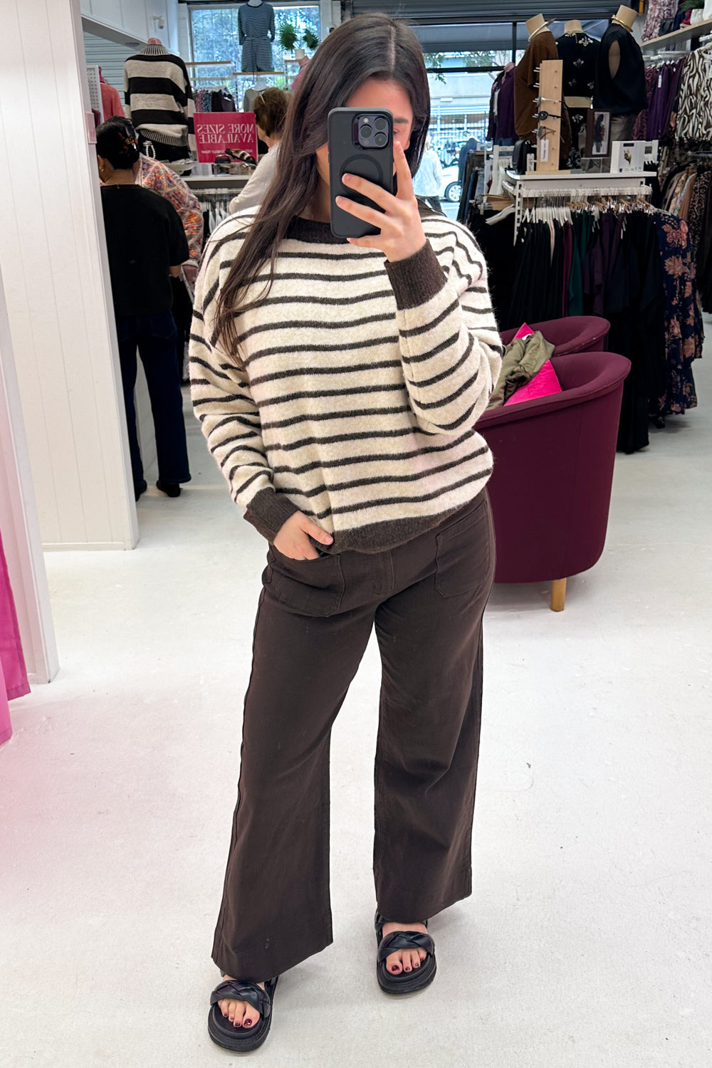 Pull en maille rayé Latte Chocolat