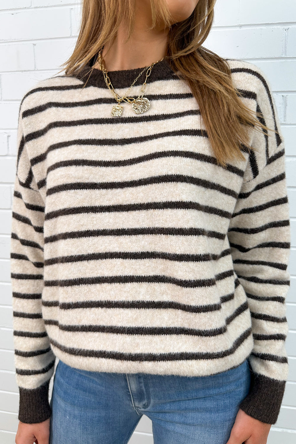 Pull en maille rayé Latte Chocolat