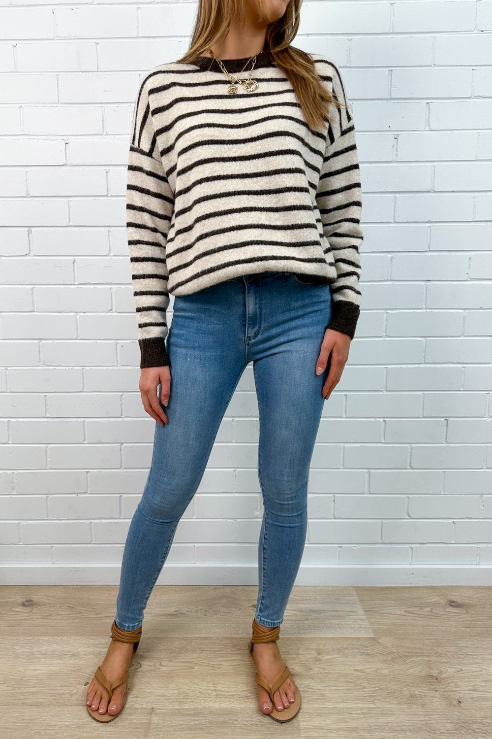 Pull en maille rayé Latte Chocolat
