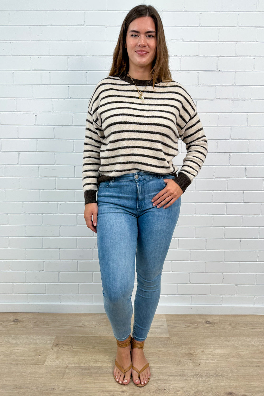 Pull en maille rayé Latte Chocolat