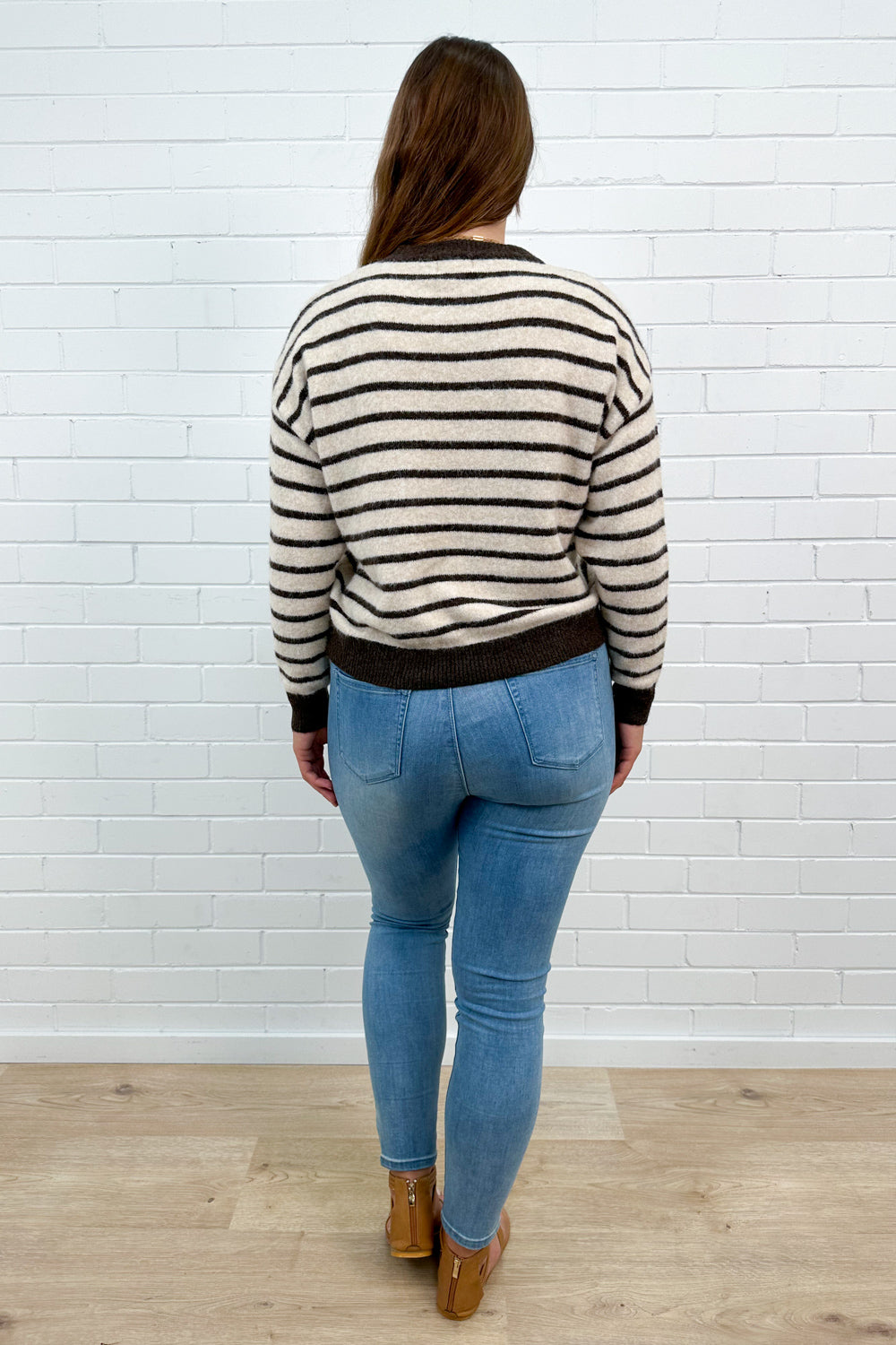 Pull en maille rayé Latte Chocolat