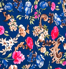 Robe à manches bouffantes et col en V à imprimé floral marine