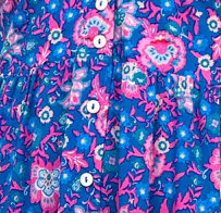 Mini robe col V à motif cachemire bleu et rose